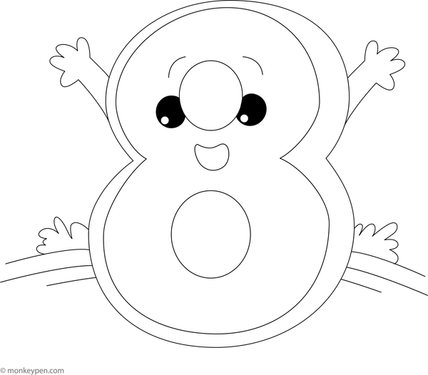 Number 8 coloring page – free printable for kids to color and enjoy