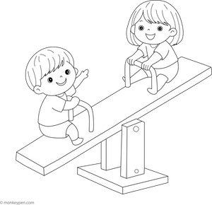 Seesaw coloring page – free printable for kids to color and enjoy