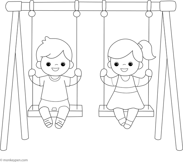 Swing coloring page – free printable for kids to color and enjoy