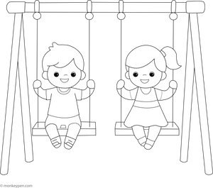 Swing coloring page – free printable for kids to color and enjoy