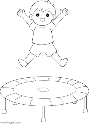Trampoline coloring page – free printable for kids to color and enjoy