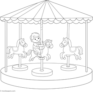 Merry-Go-Round coloring page – free printable for kids to color and enjoy