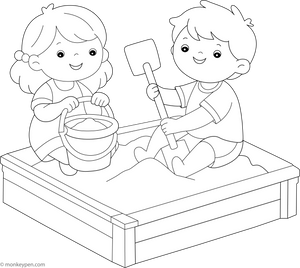 Sandbox coloring page – free printable for kids to color and enjoy