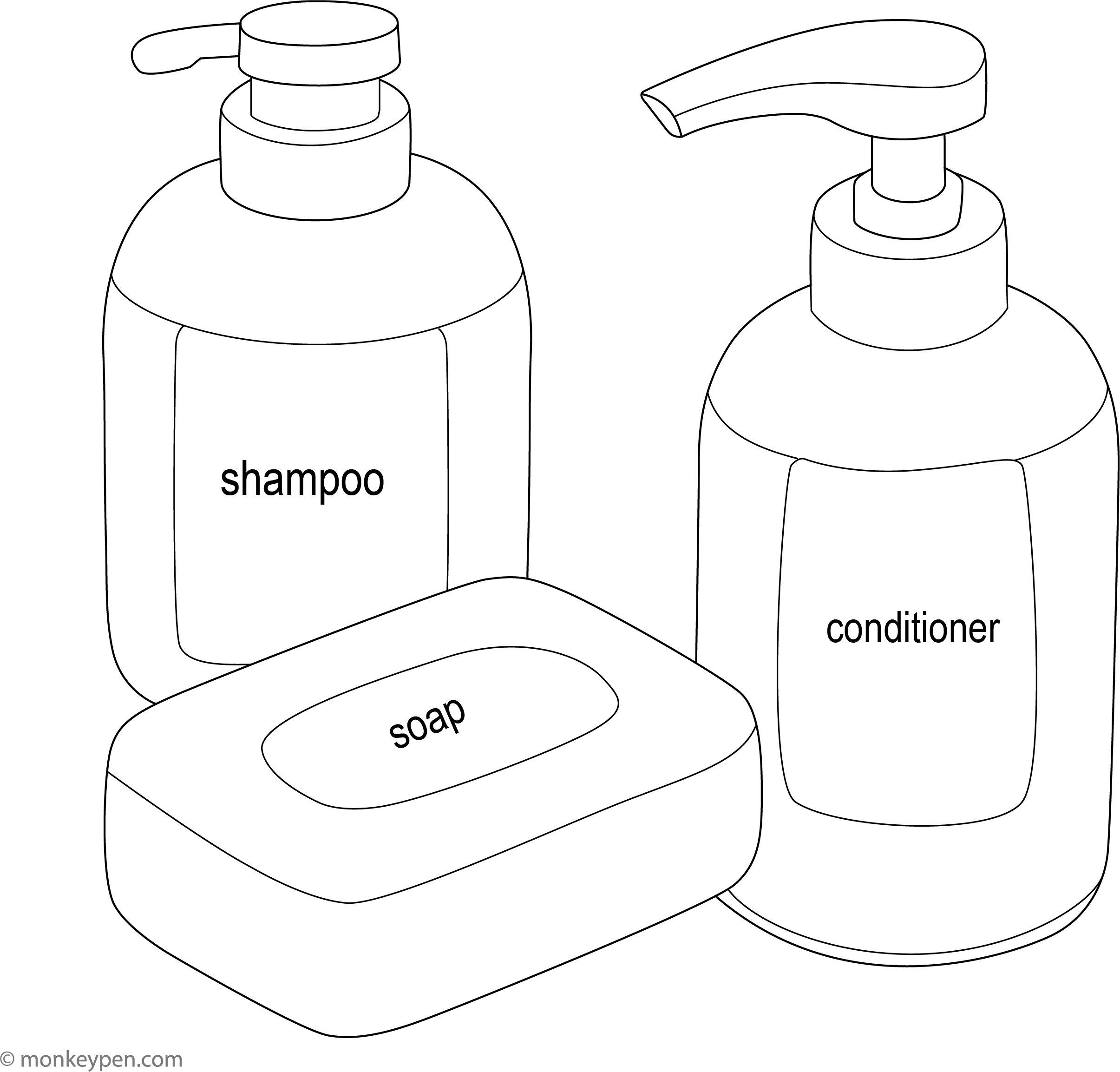 Soaps and Shampoos Coloring Page – Free PDF for Kids Fun