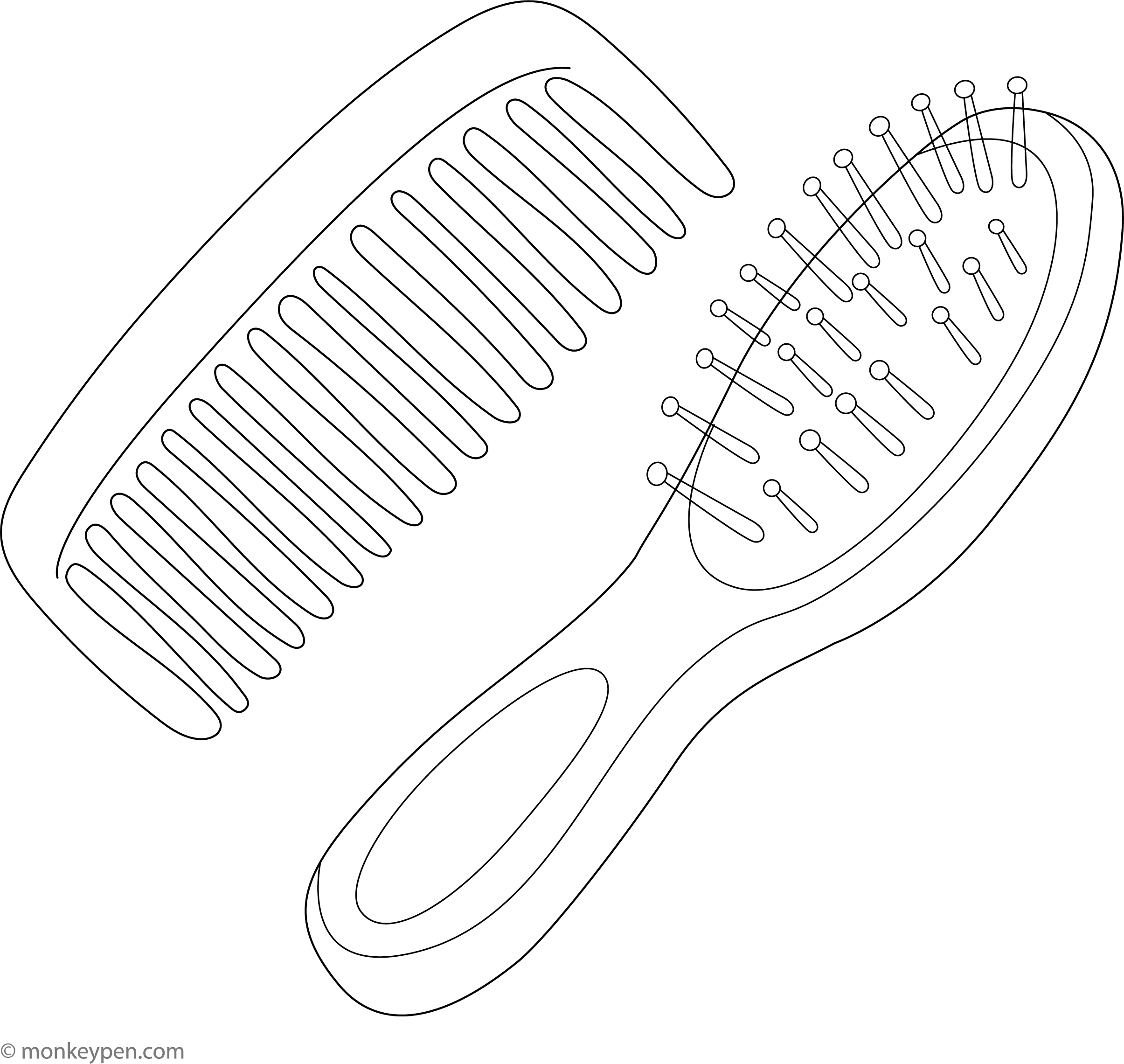 Free Printable Comb and Hairbrush Coloring Page