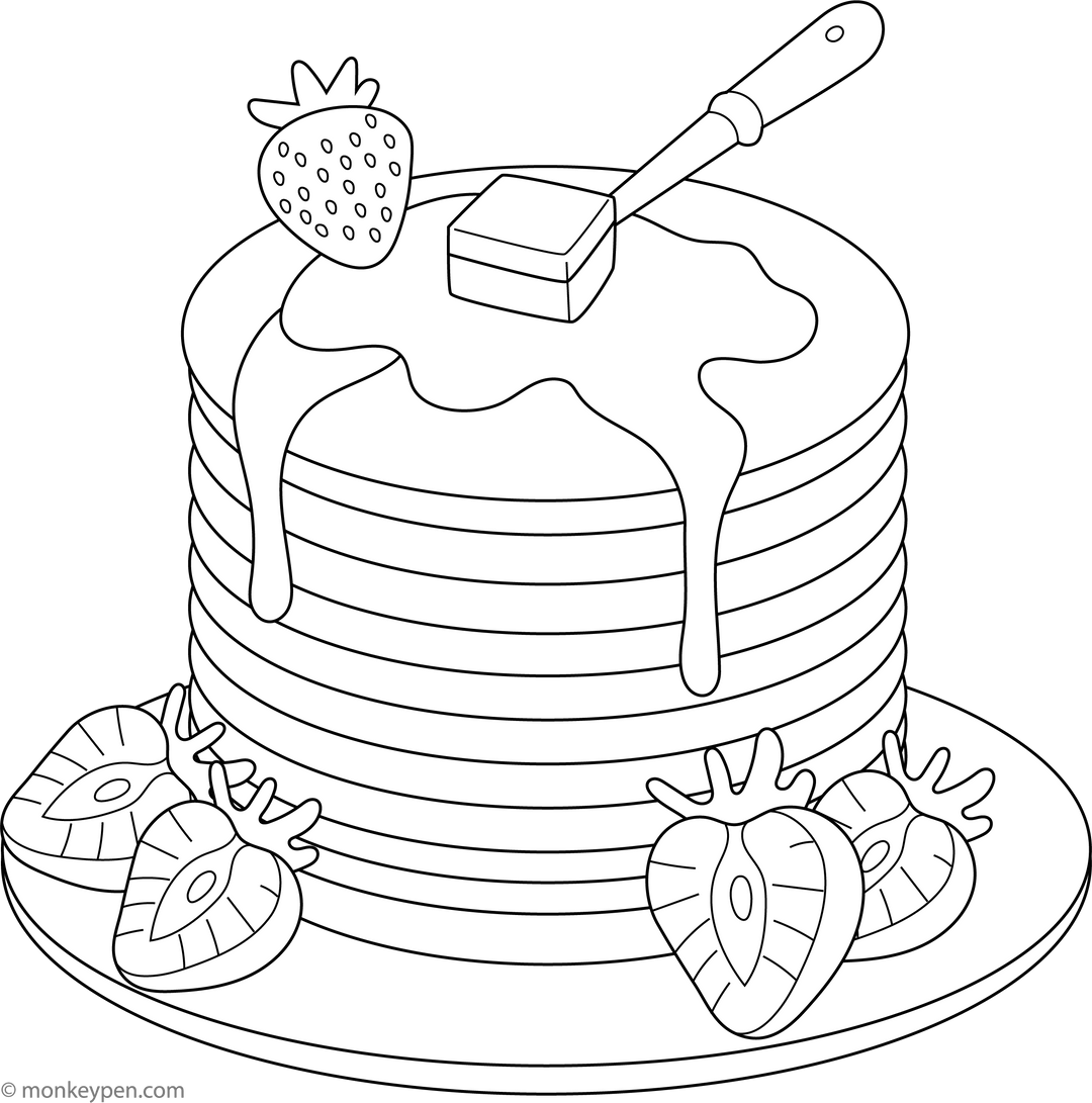 Pancake Coloring Page – Free Printable PDF for Kids