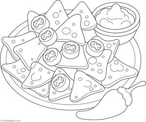 Nachos coloring page – free printable for kids to color and enjoy