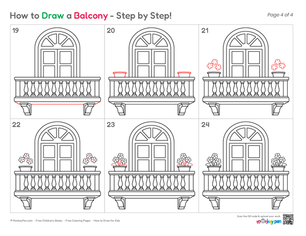How to Draw a Balcony – Easy Step-by-Step House Drawing for Kids