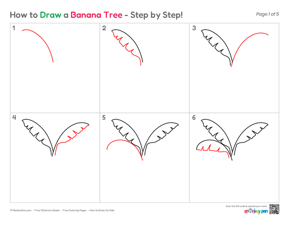 How to Draw a Banana Tree – Simple Step-by-Step Tree Drawing for Kids