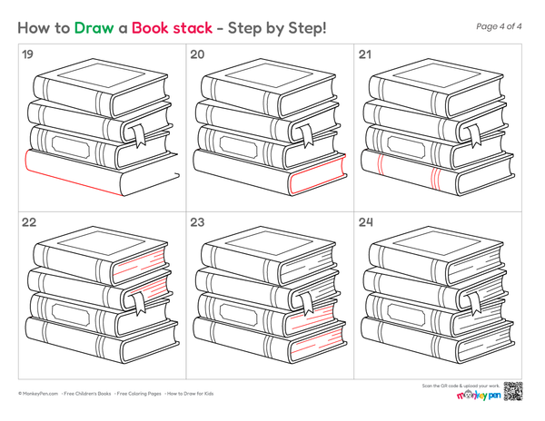 Simple stacked books sketch for beginners