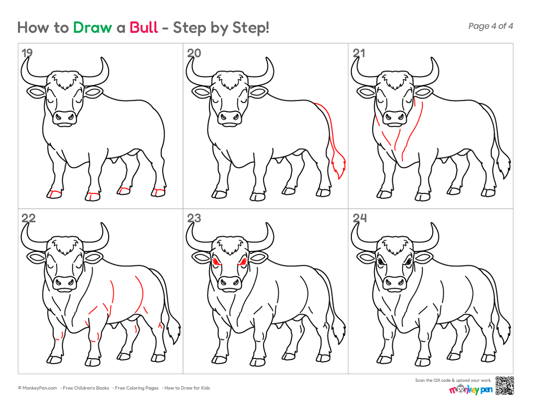 How to Draw a Bull – Easy Farm Animal Drawing Tutorial for Kids