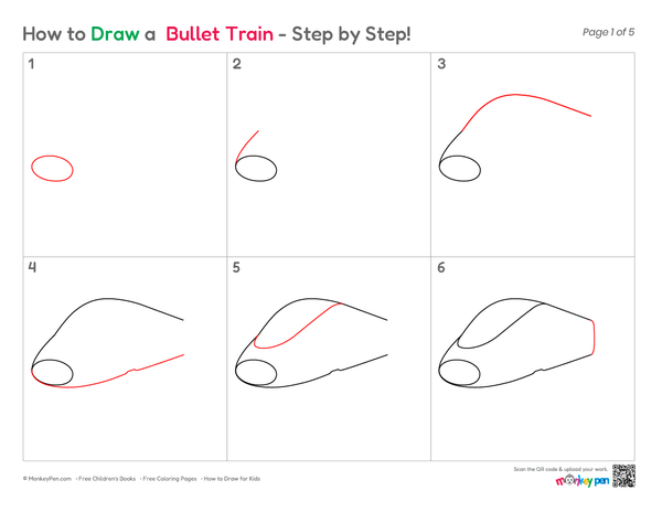 How to Draw a Bullet Train – Step-by-Step Train Drawing for Kids