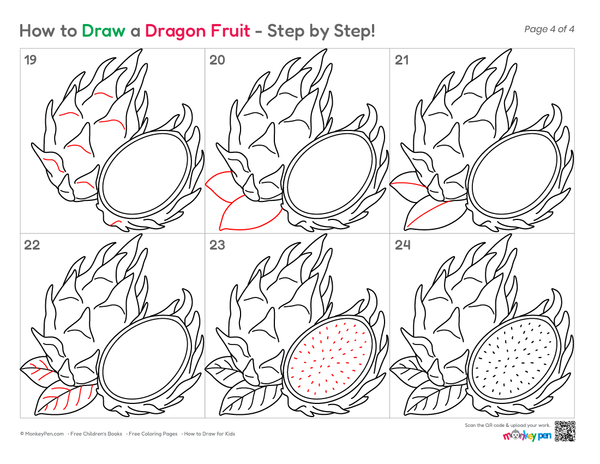 How to Draw a Dragon Fruit – Easy Step-by-Step Fruit Drawing for Kids