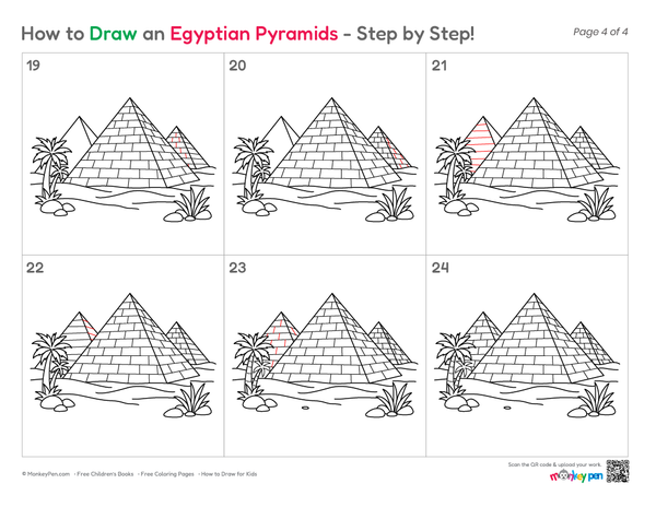 Cute and simple Egyptian pyramids illustration for kids.