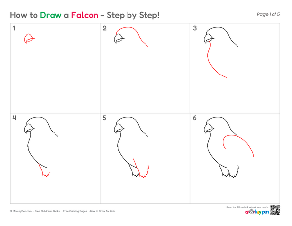 How to Draw a Falcon – Easy Step-by-Step Bird Drawing for Kids
