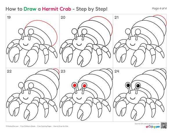 How to Draw a Hermit Crab – Easy Step-by-Step Ocean Animal Drawing for Kids