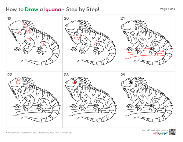 How to Draw an Iguana – Step-by-Step Reptile Drawing for Kids