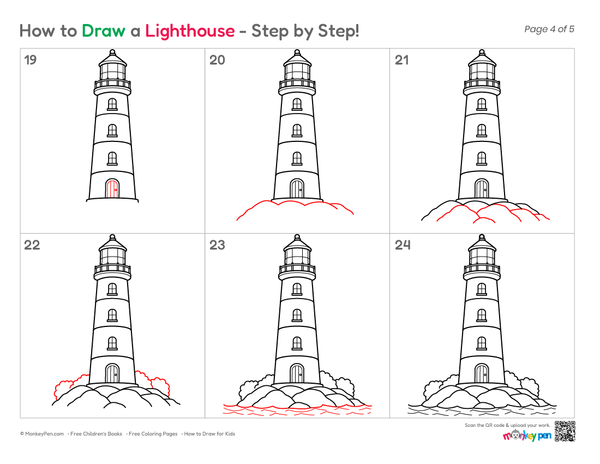 How to Draw a Lighthouse – Simple Step-by-Step Coastal Drawing for Kids