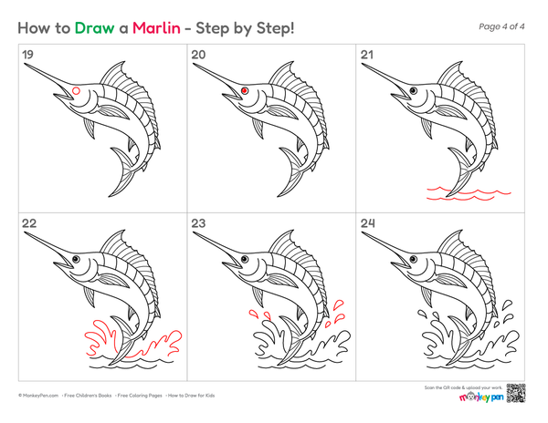 How to Draw a Marlin – Step-by-Step Fish Drawing for Kids