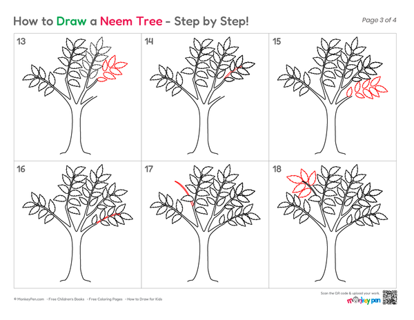 How to Draw a Neem Tree – Simple Step-by-Step Tree Drawing for Kids