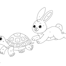 Rabbit and Tortoise Color by Number – Coloring Pages