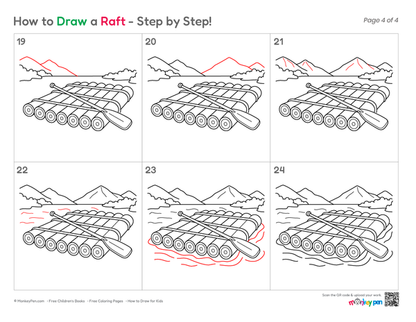 Raft drawing for kids