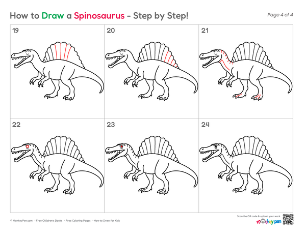 How to Draw a Spinosaurus – Step-by-Step Dinosaur Drawing for Kids