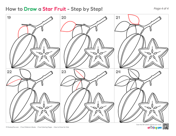 How to Draw a Star Fruit – Step-by-Step Fruit Drawing for Kids
