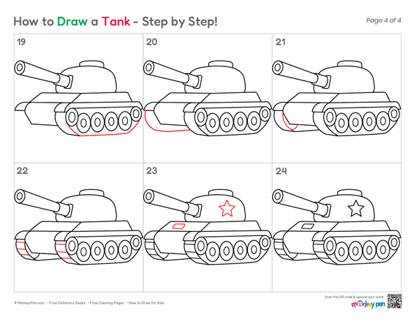 How to Draw a Tank – Simple Step-by-Step Military Vehicle Drawing for Kids