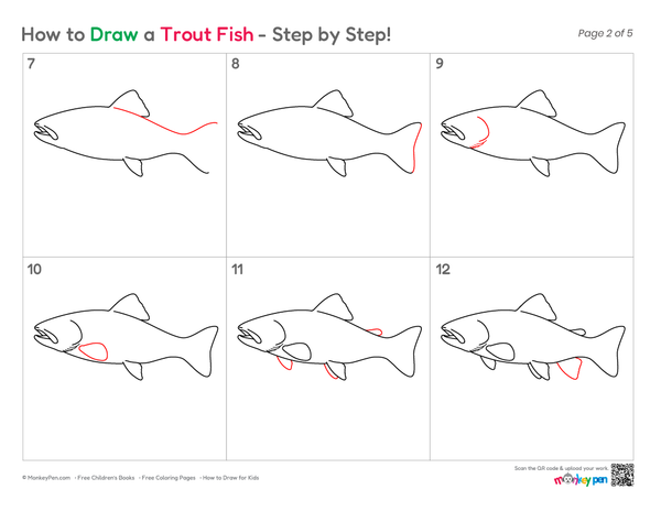 Cute trout fish artwork for children