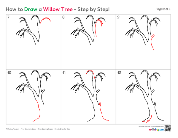 How to Draw a Willow Tree – Easy Step-by-Step Tree Drawing for Kids