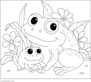 Frog and Family coloring page – free printable for kids to color and enjoy