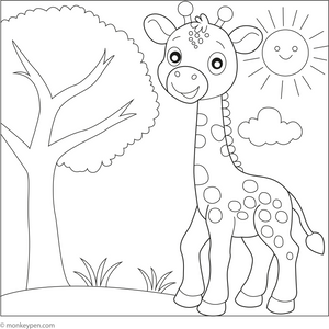 Cute Giraffe coloring page – free printable for kids to color and enjoy