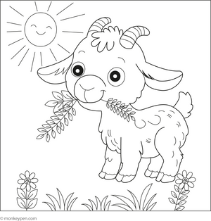 Goat Eating Grass coloring page – free printable for kids to color and enjoy
