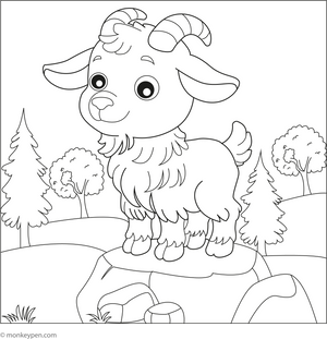 Goat on a Hill coloring page – free printable for kids to color and enjoy