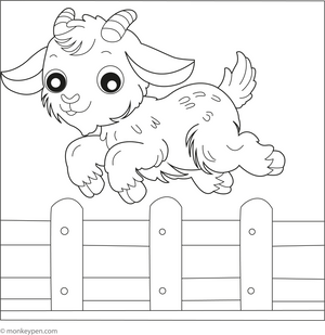 Goat Jumping Over a Fence coloring page – free printable for kids to color and enjoy