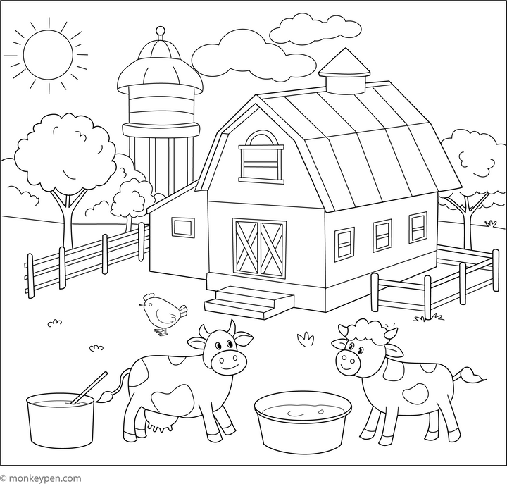 Farm Coloring Page - Free Coloring Page Printable PDF