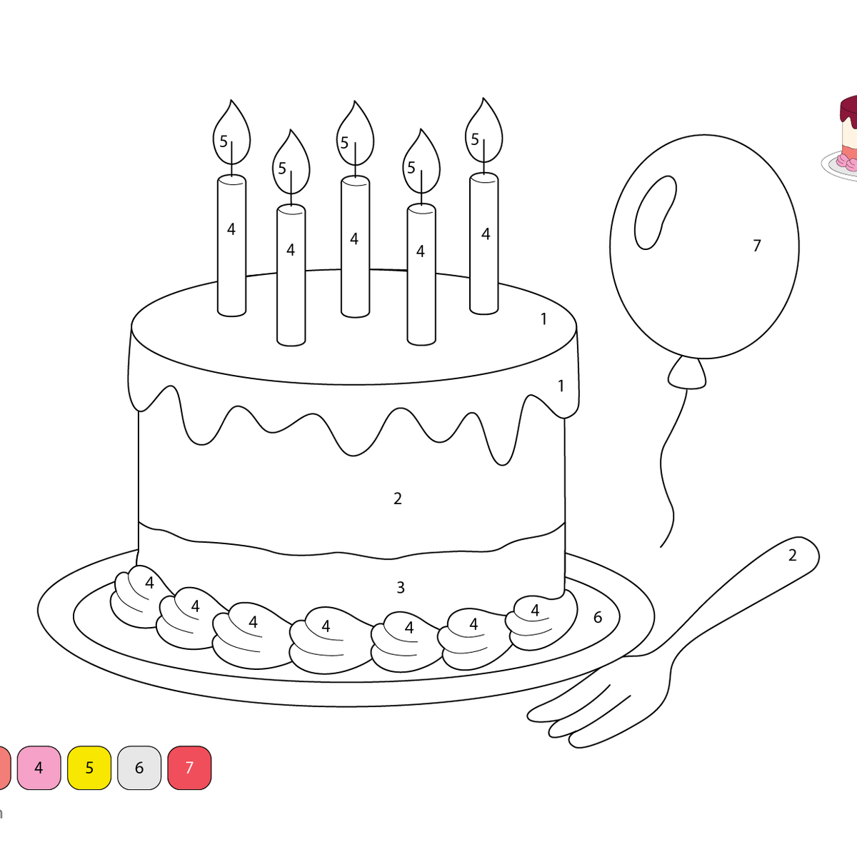 Birthday Cake | Color by Number Printable Activities for Children