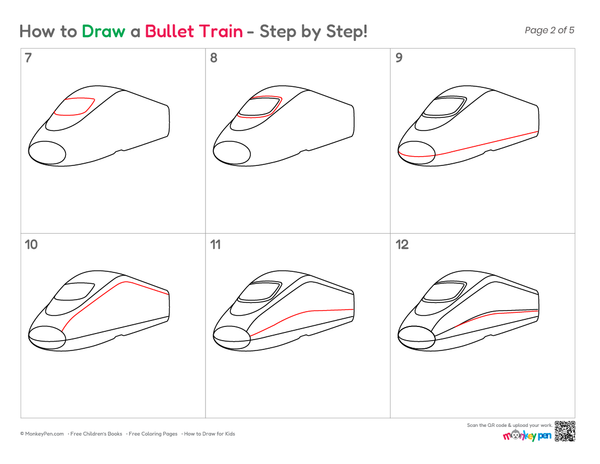 How to Draw a Bullet Train – Step-by-Step Train Drawing for Kids