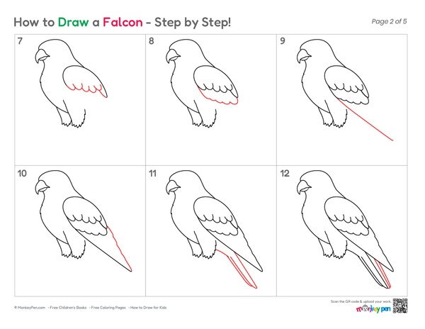 How to Draw a Falcon – Easy Step-by-Step Bird Drawing for Kids
