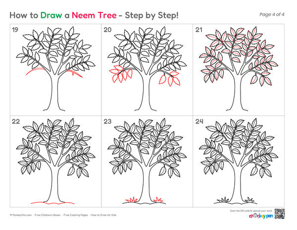 How to Draw a Neem Tree – Simple Step-by-Step Tree Drawing for Kids