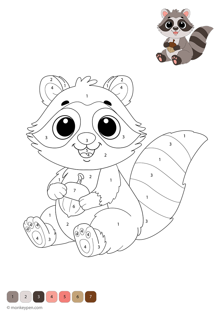 Comparing Number Racoon Craft Raccoon Color by Number – Free Downloadable Sheets