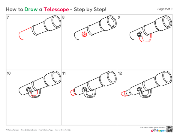 How to Draw a Telescope – Easy Step-by-Step Science Drawing for Kids