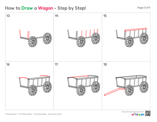 How to Draw a Wagon – Easy Step-by-Step Cart Drawing for Kids