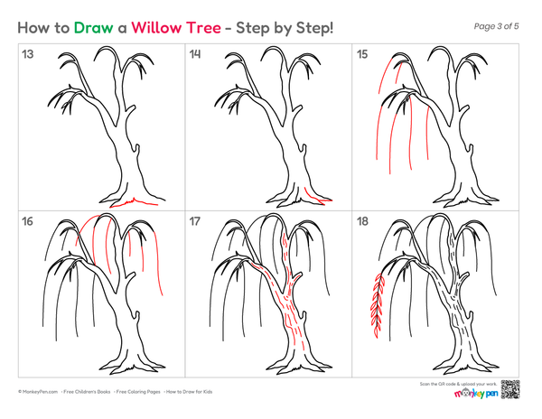 How to Draw a Willow Tree – Easy Step-by-Step Tree Drawing for Kids