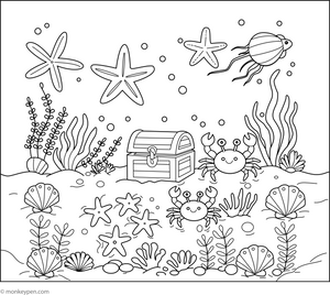 Ocean Floor coloring page – free printable for kids to color and enjoy