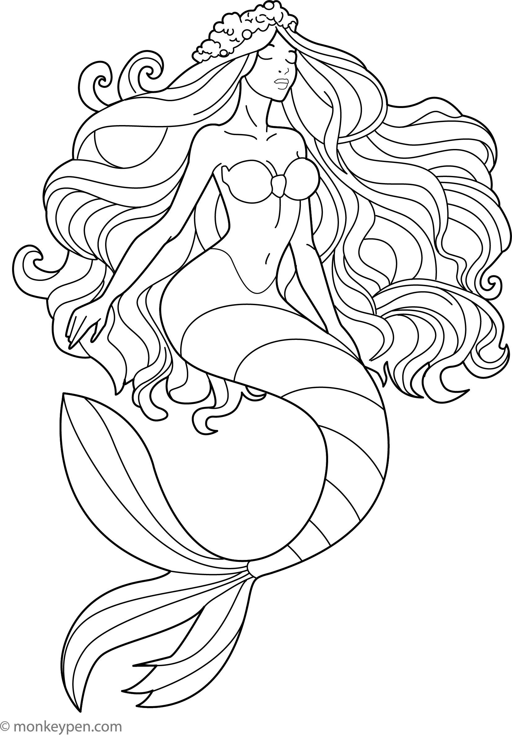 Mermaids Coloring Page Free PDF For Kids To Print Color Mermaids coloring page free pdf for kids to print color