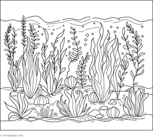 Sea Plants and Algae coloring page – free printable for kids to color and enjoy