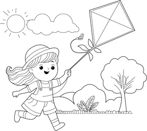 Kite Game Coloring Page – fun and educational printable for children