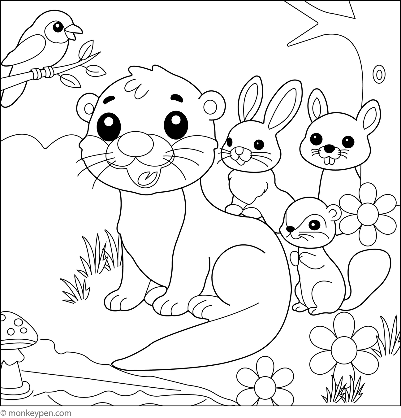 Free Otter Coloring Pages – Adorable Printable Water Animal Sheets for Kids